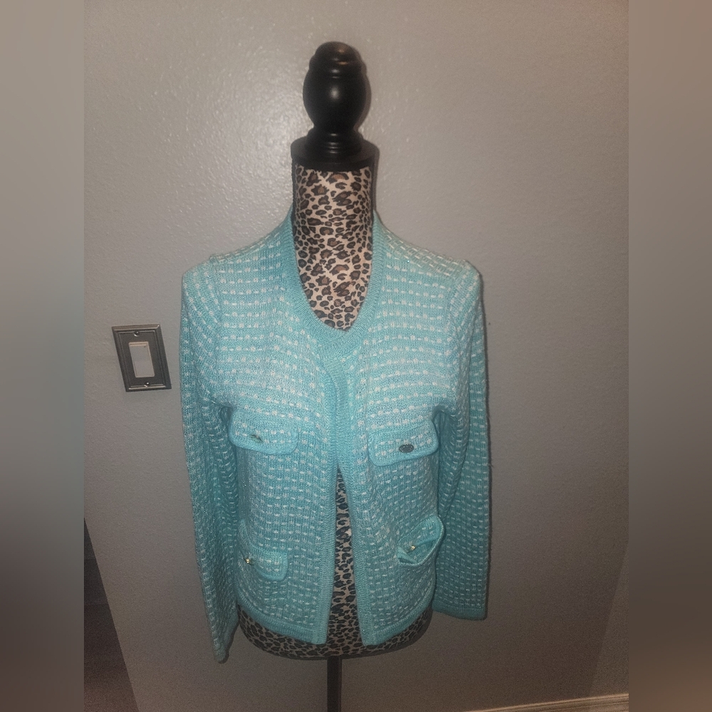 Lilly Pulitzer Chic Turquoise Tweed Jacket